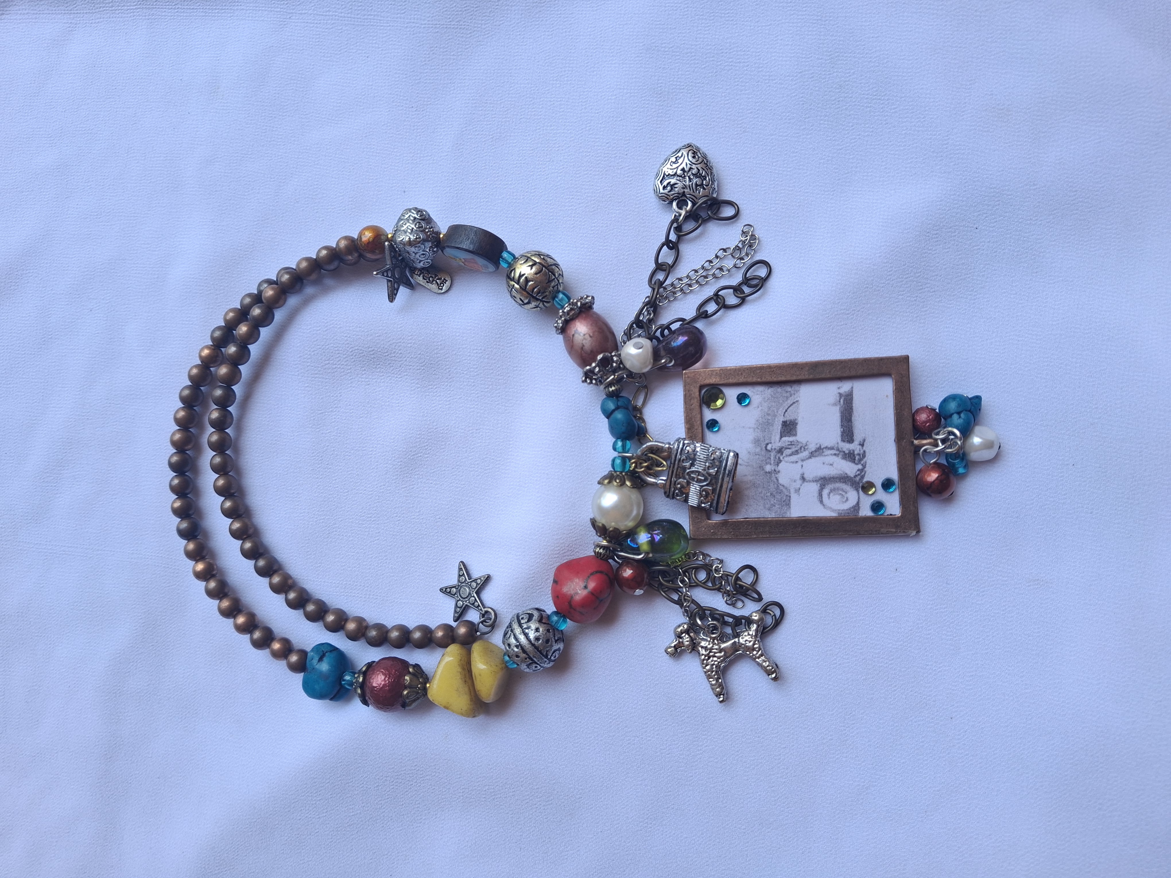 Vintage Multi-Charm Beaded Necklace - Swarovski Crystals