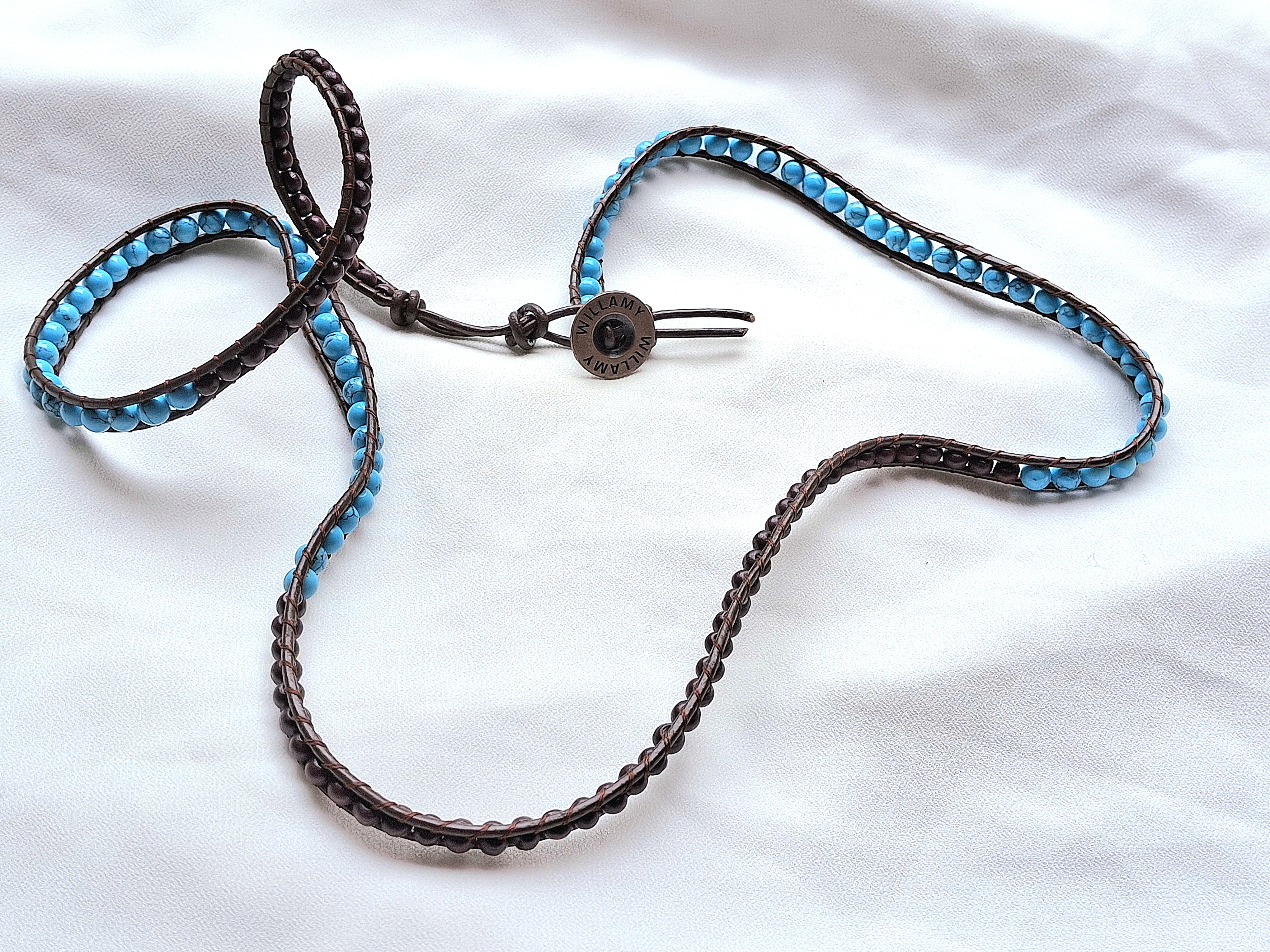 Image 2 for Willamy Turquoise & Brown Leather Wrap Bracelet - NWOT