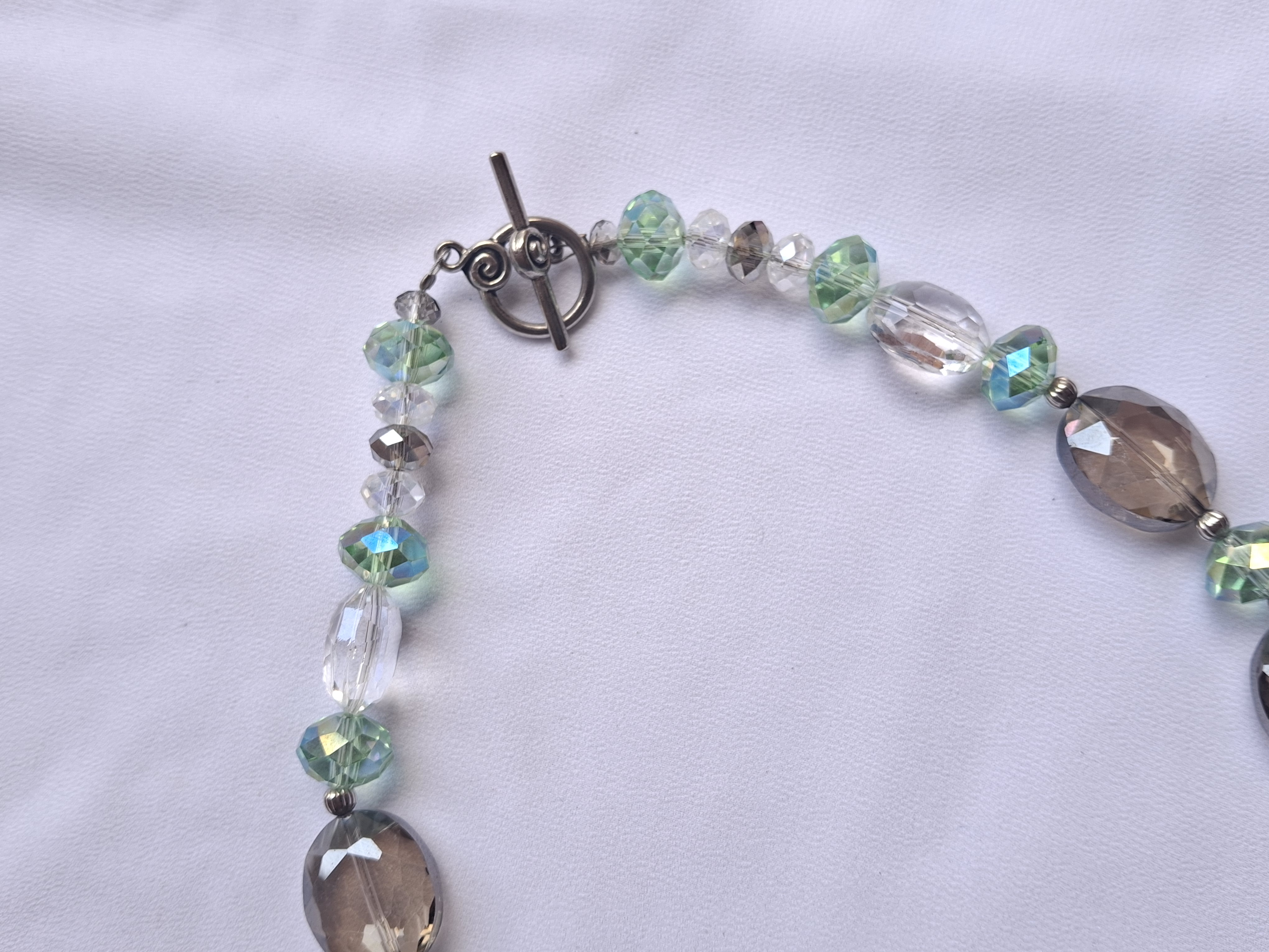 Image 3 for Vintage Handmade Turquoise & Crystal & Glass Beaded Necklace