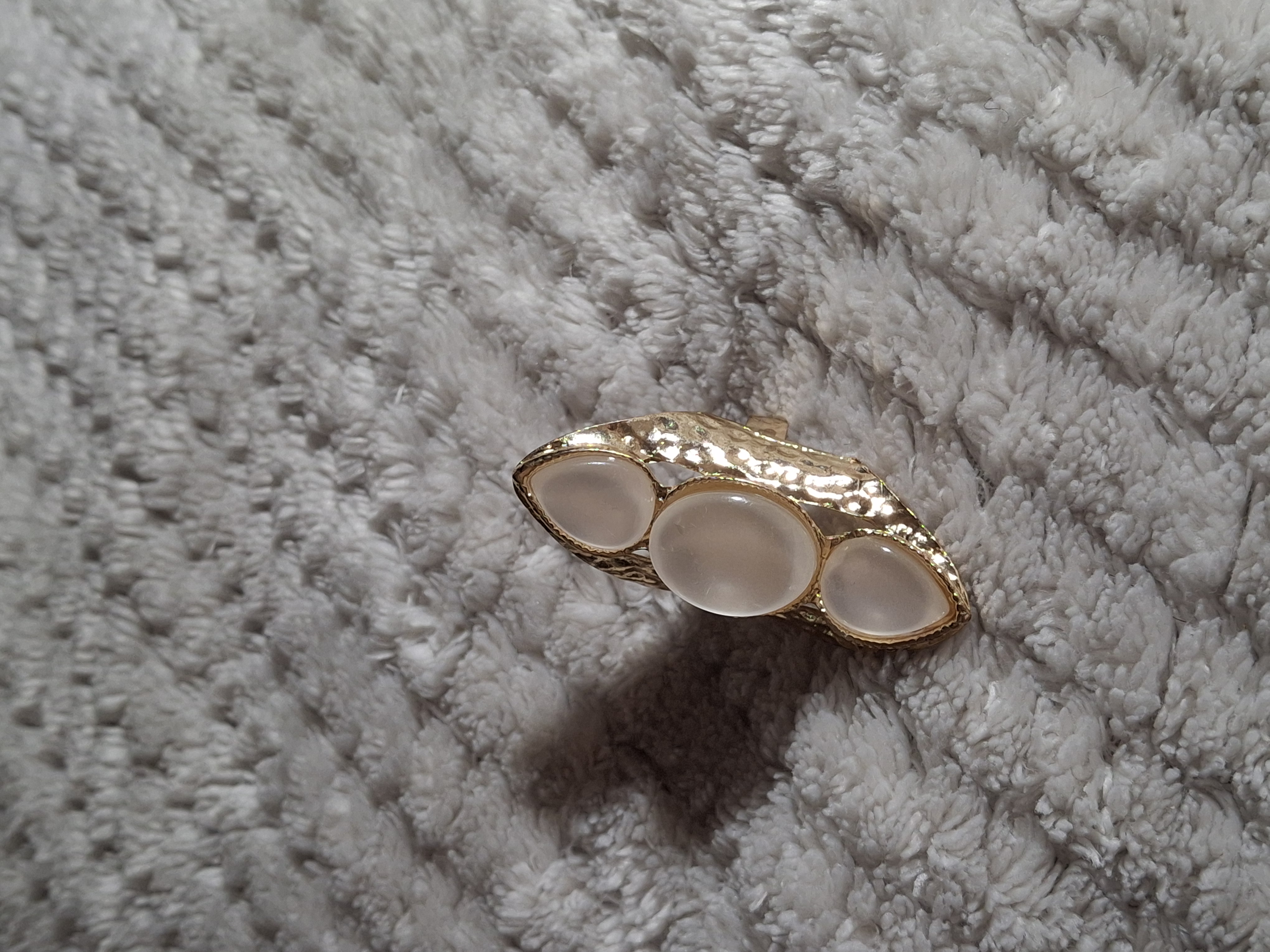 Image 4 for Large Gold Toned 3-Stone Statement Ring