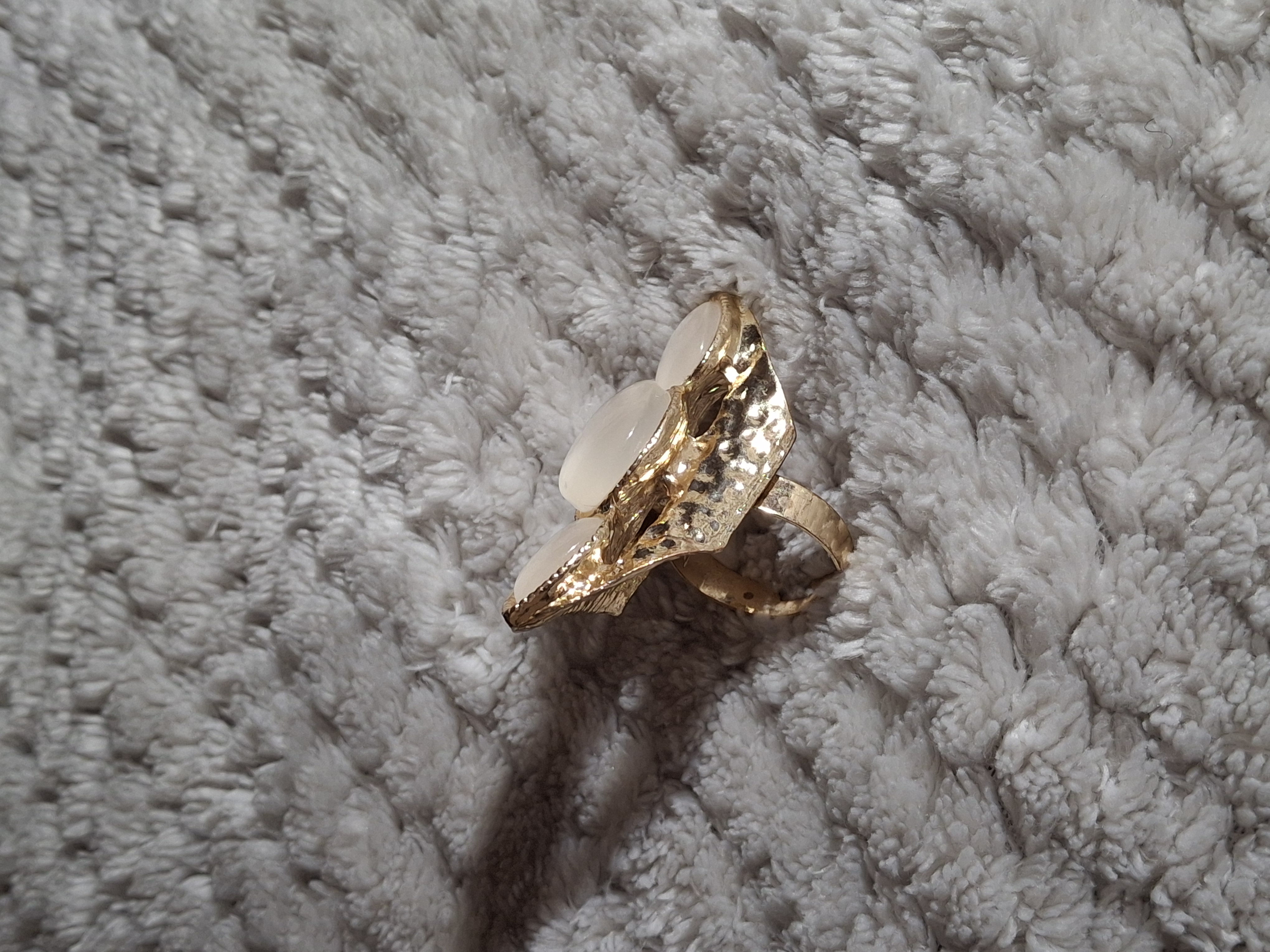 Image 5 for Large Gold Toned 3-Stone Statement Ring