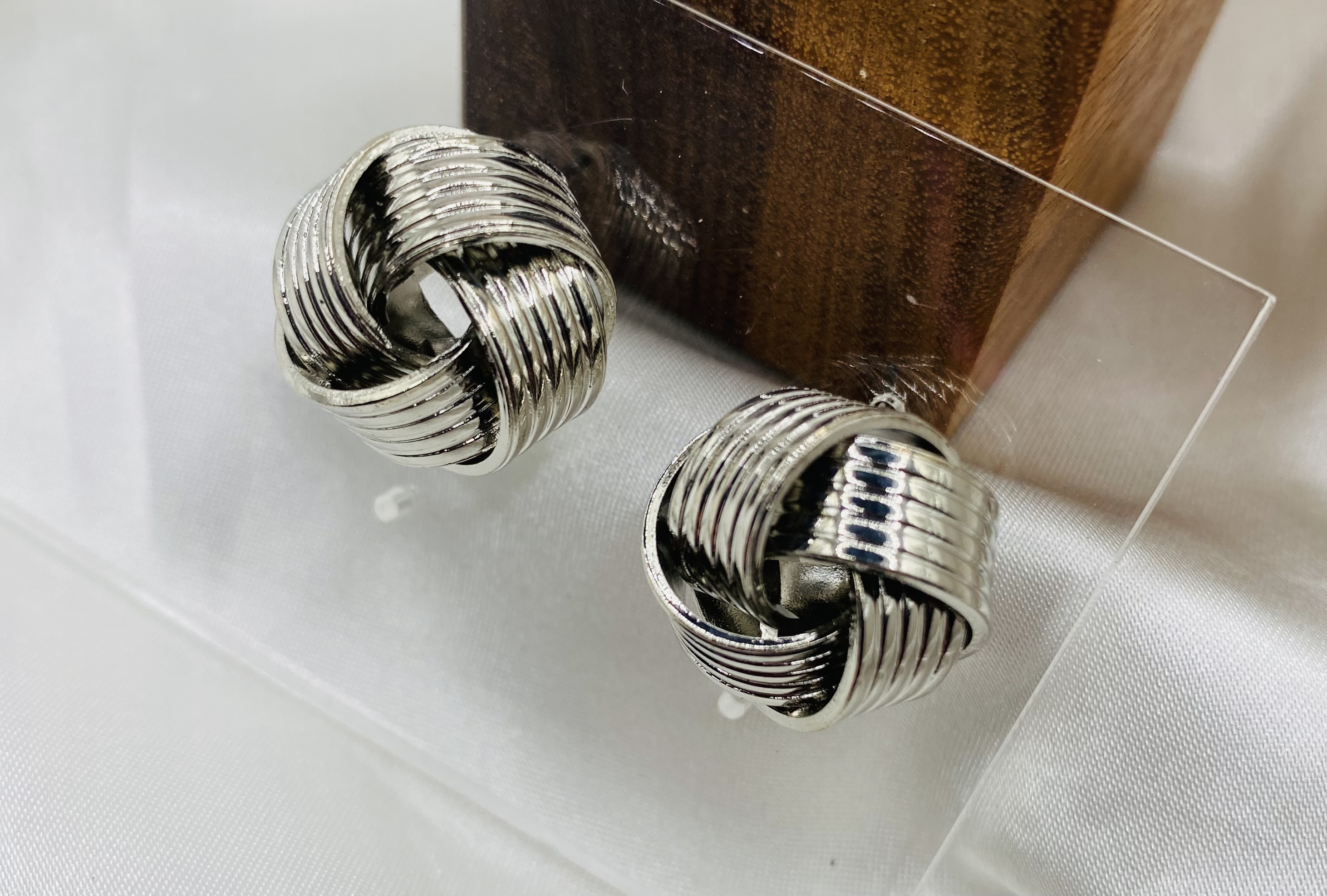 Image 2 for Silver Knot Design Earrings - NWT