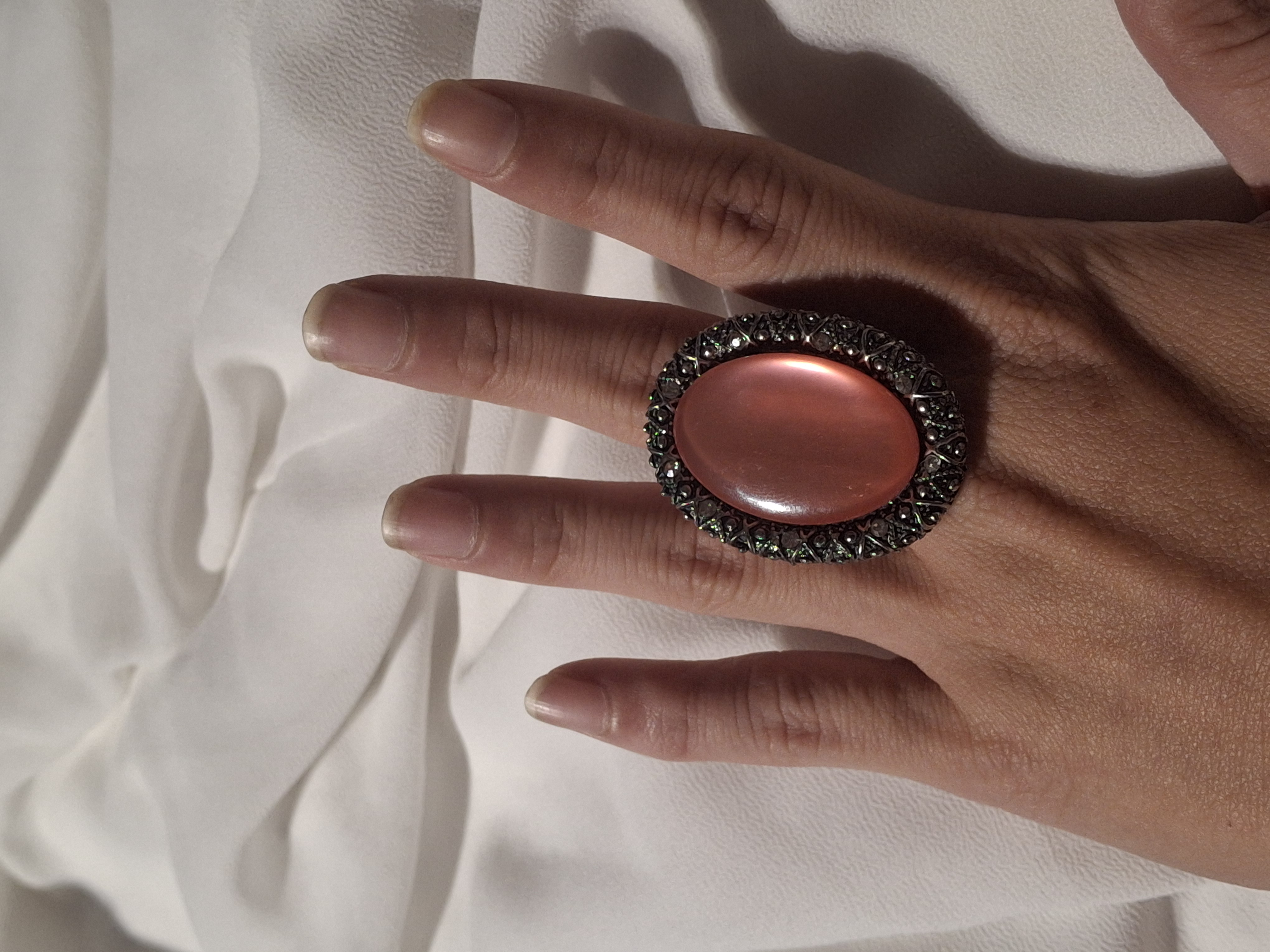 Image 6 for Vintage Large Silver Toned Coral Statement Ring - Adjustable Cocktail Ring Jewelry