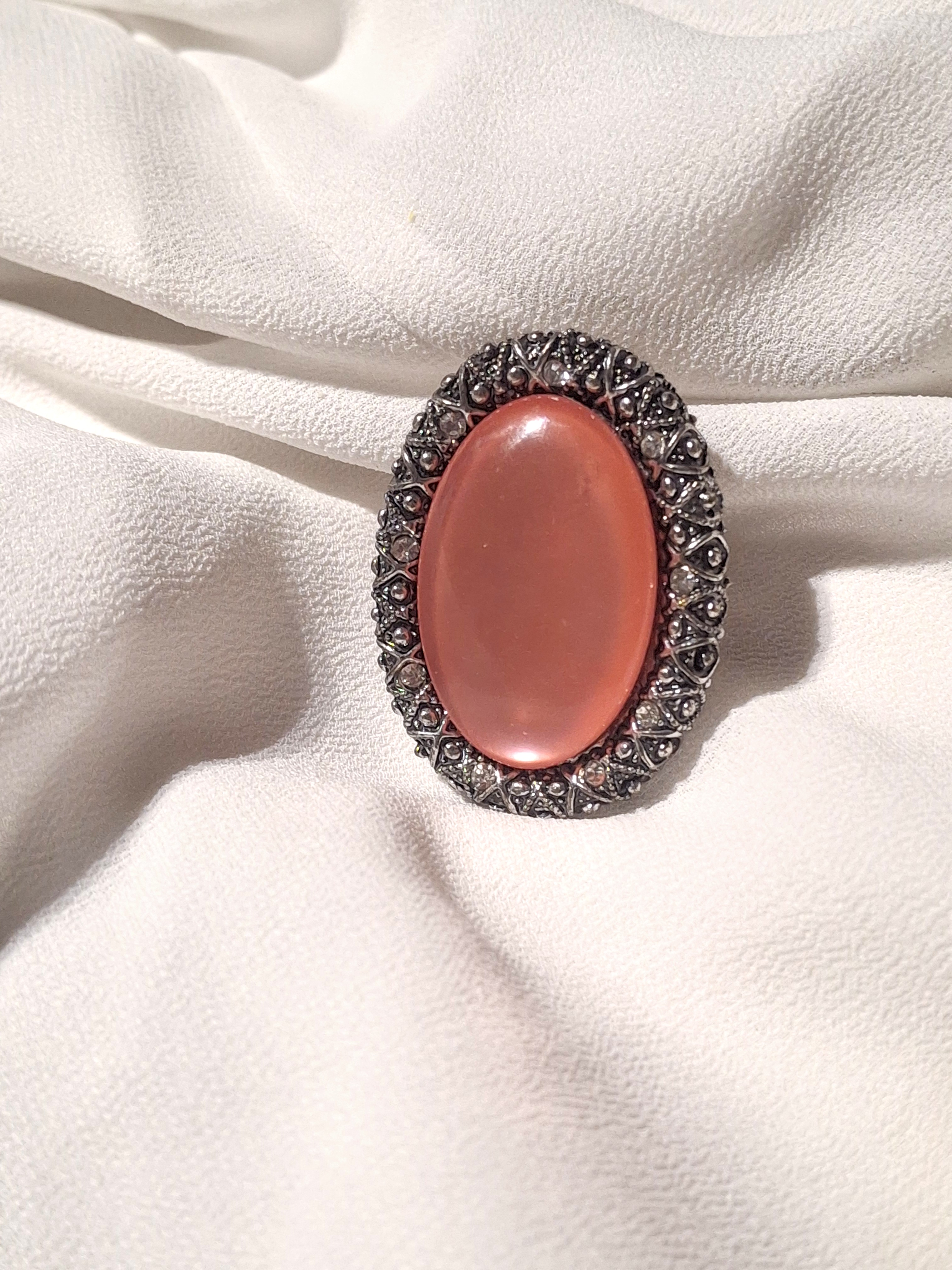 Image 2 for Vintage Large Silver Toned Coral Statement Ring - Adjustable Cocktail Ring Jewelry