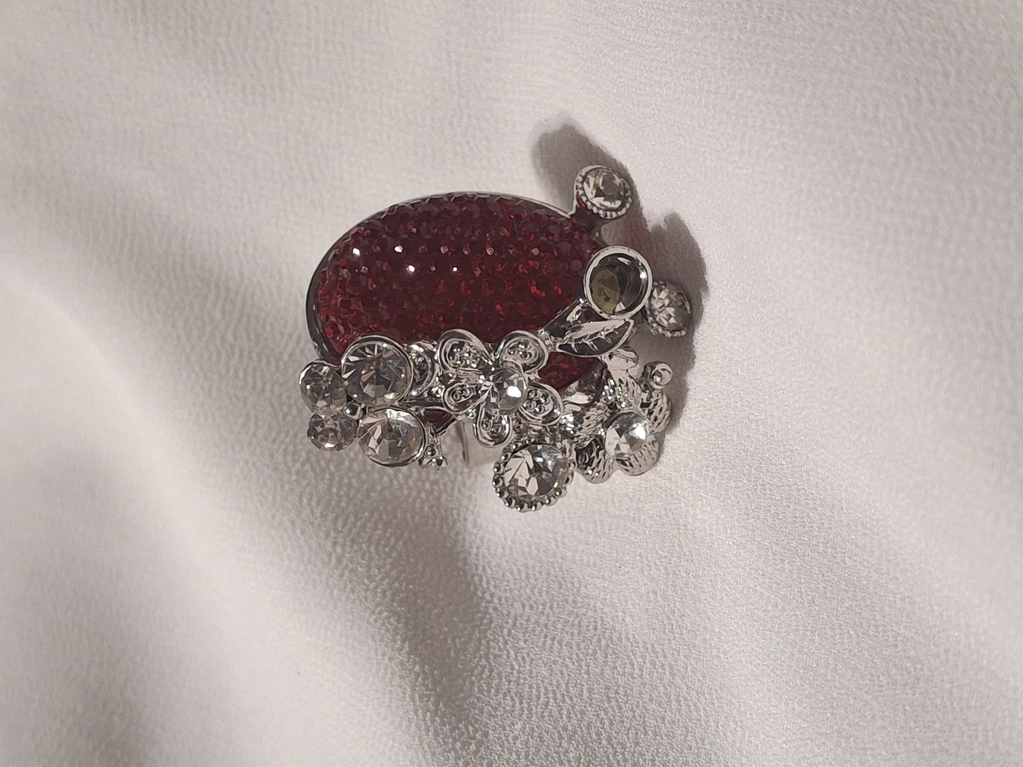 Image 4 for Vintage Silver Toned Red Stone Statement Ring - Adjustable Cocktail Ring Jewelry