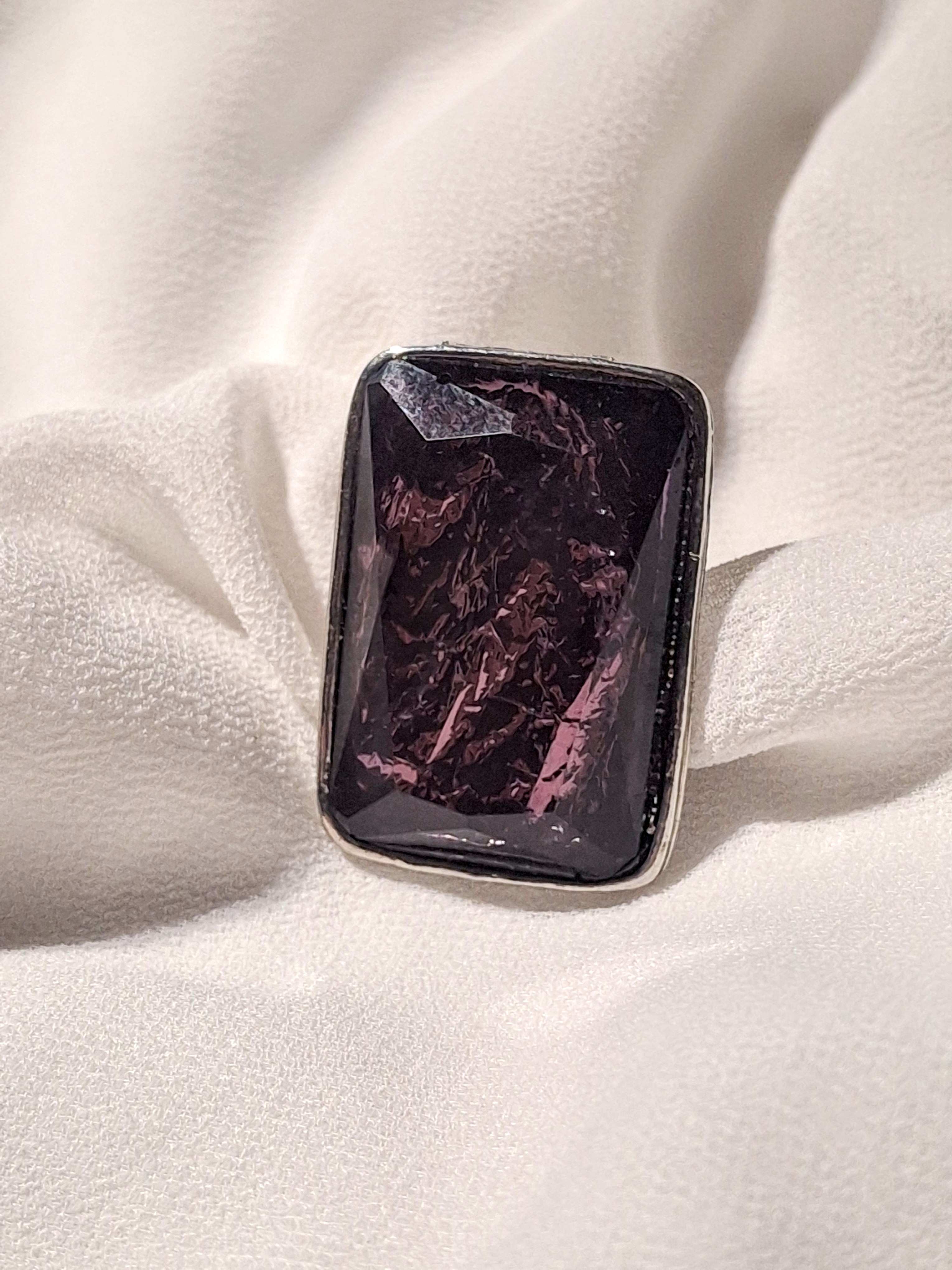 Image 4 for Unique Vintage Adjustable Silver Toned Purple Statement Cocktail Ring