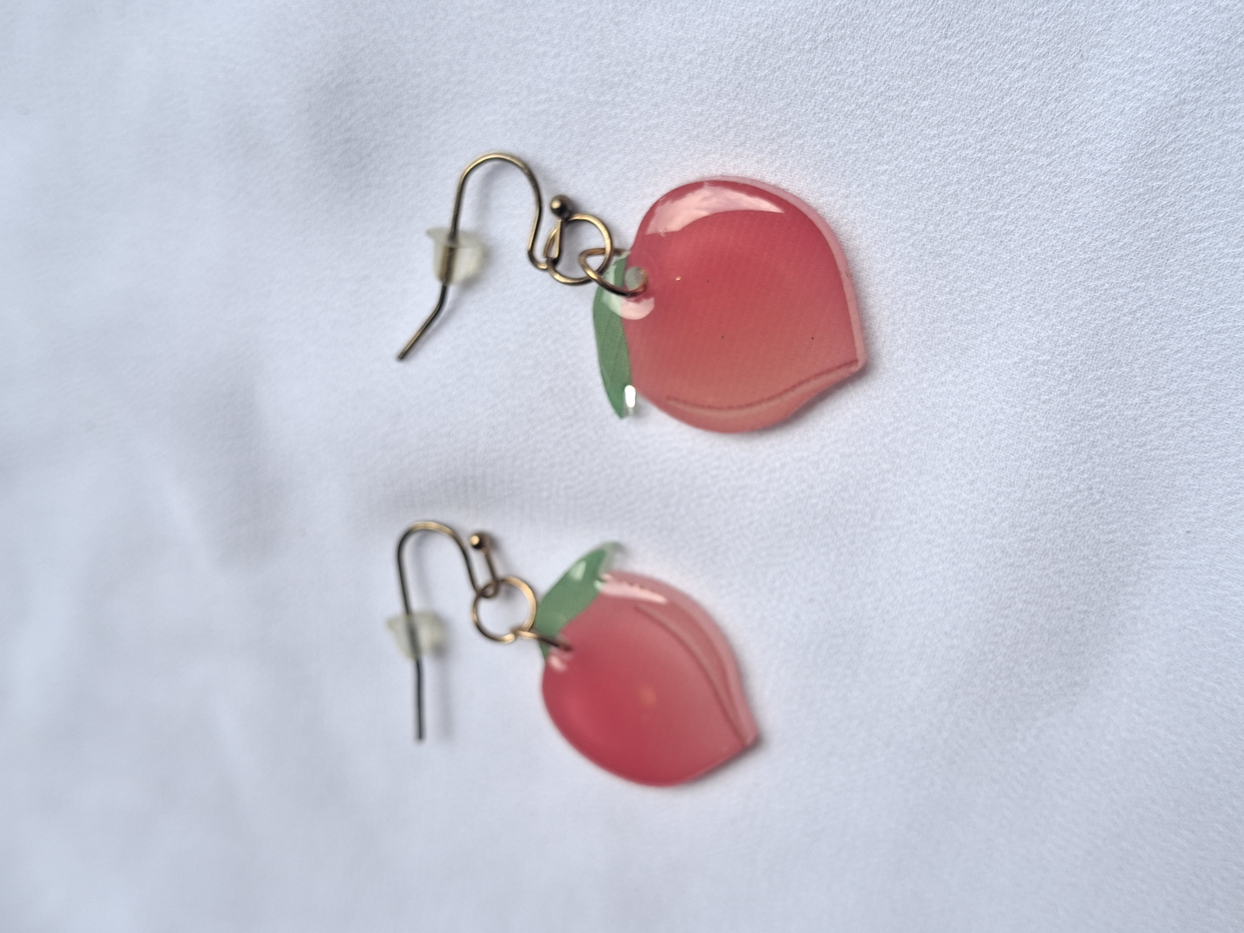 Silver Toned Peach Dangle Earrings - NWOT Jewelry