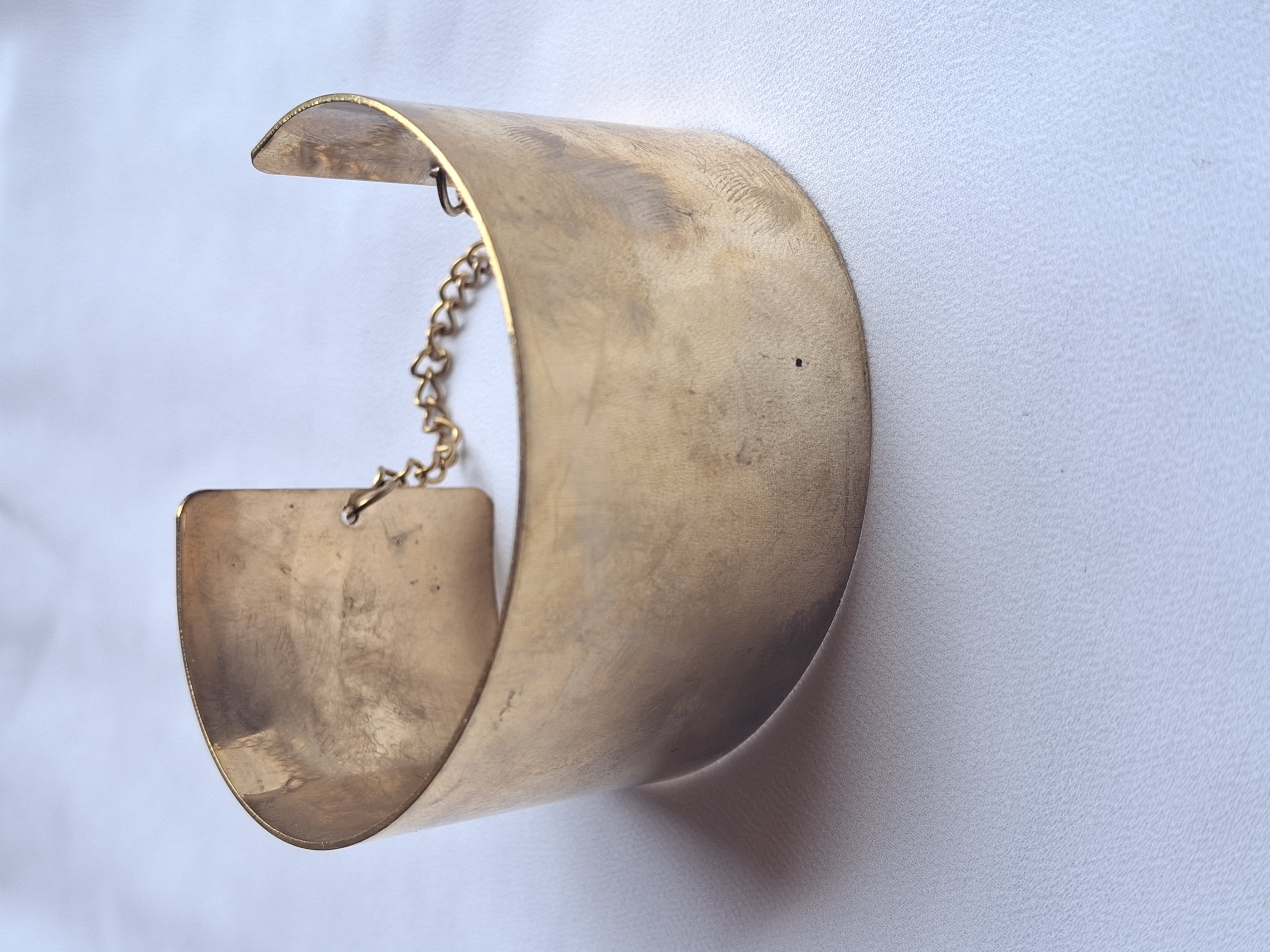 Image 2 for Vintage Gold Metal Cuff Bracelet with Chain Detail