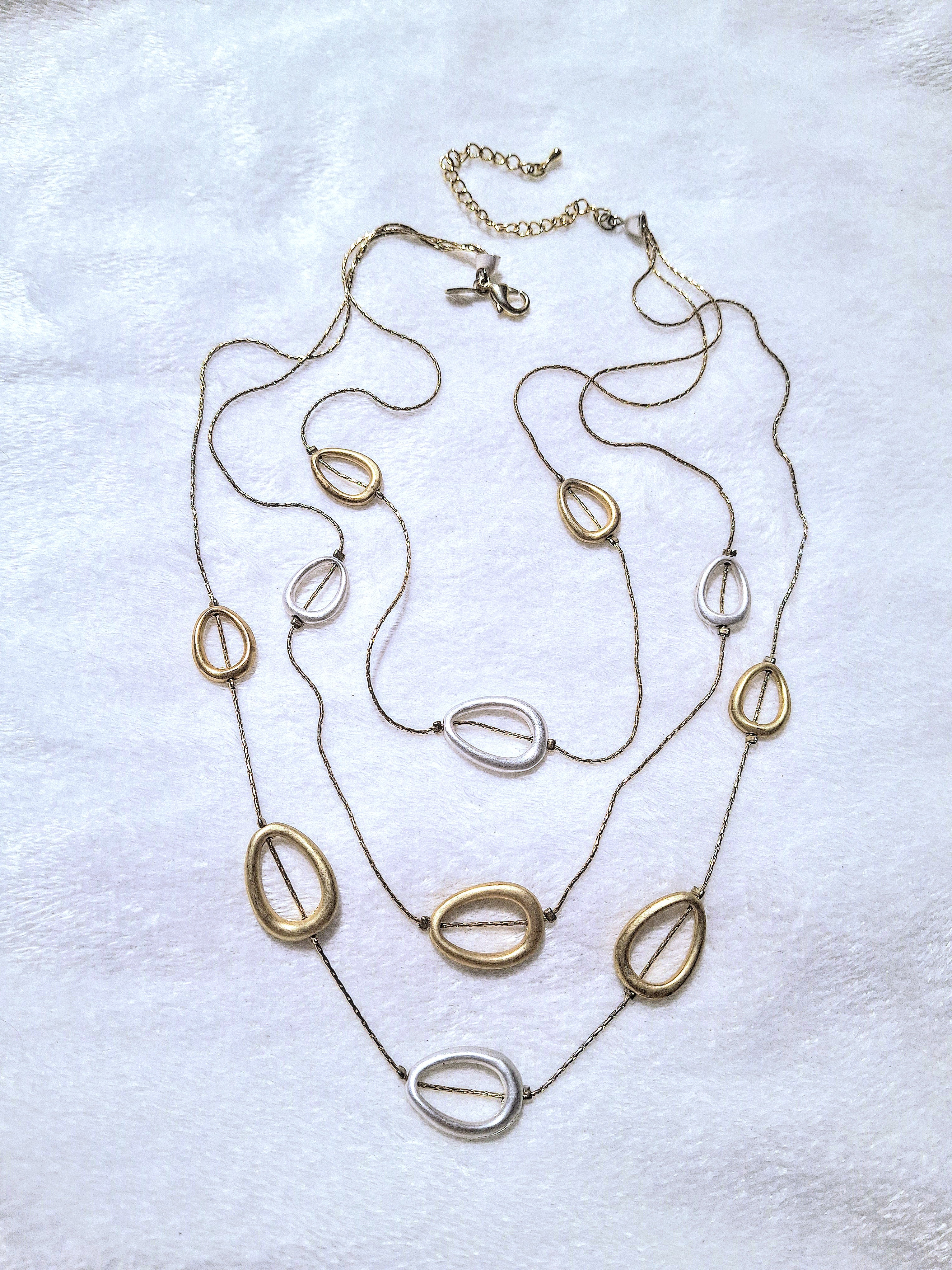 Vintage Gold & Silver Tone Multi-Strand Necklace