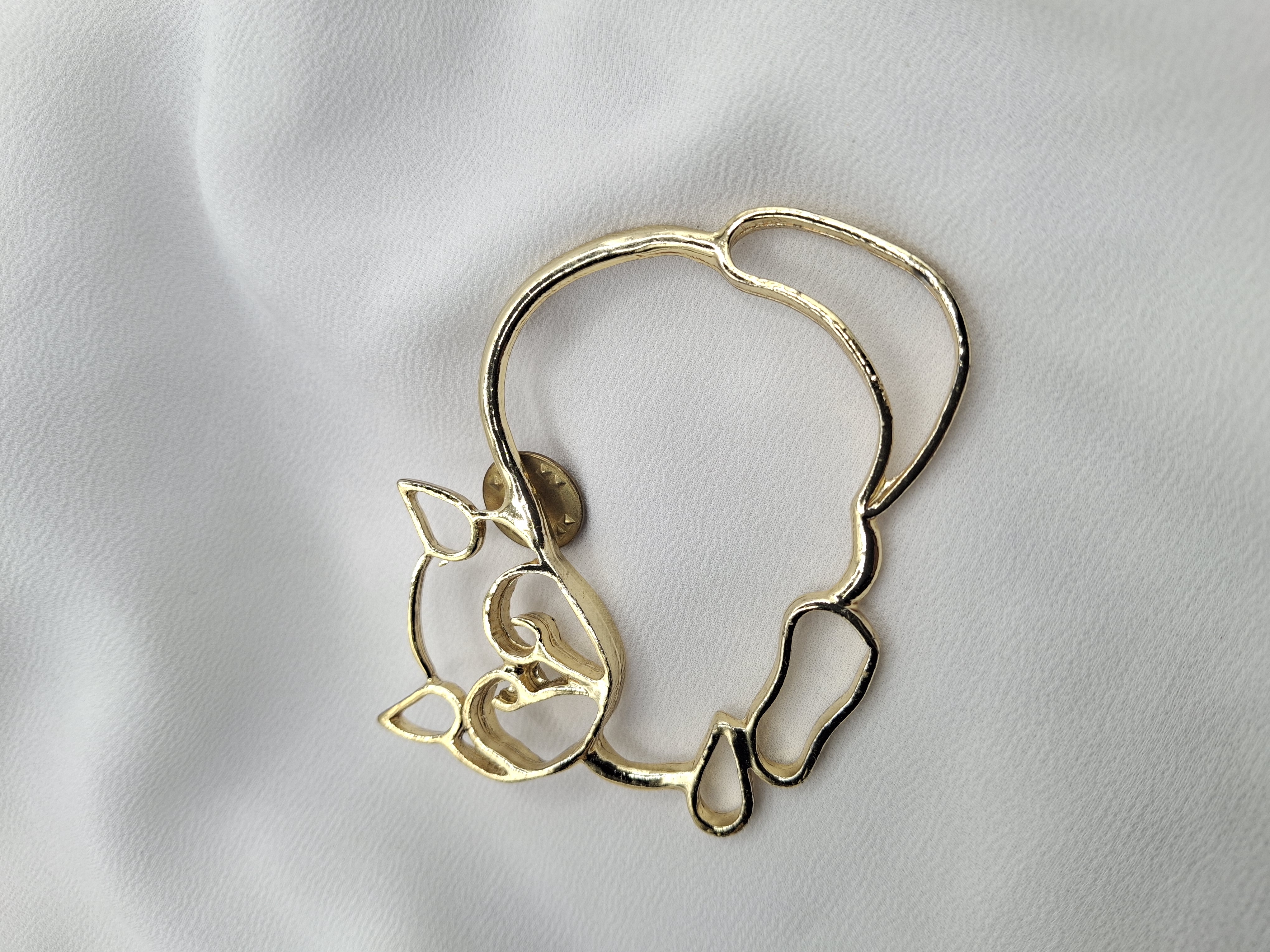 Image 3 for Vintage Gold Toned Cat Outline Brooch Pin