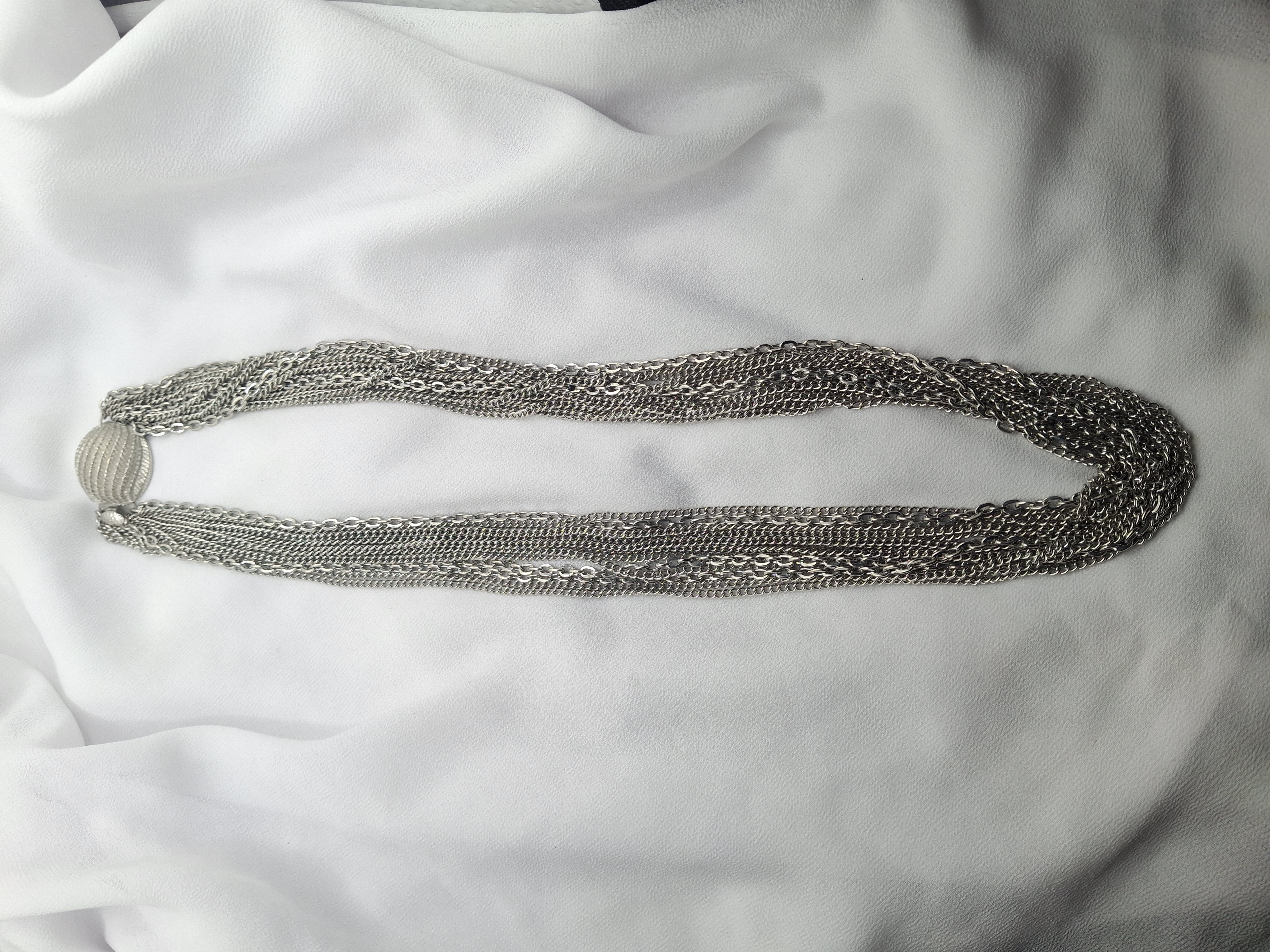 Image 4 for Vintage Silver Toned Multilayered Chain Statement Necklace