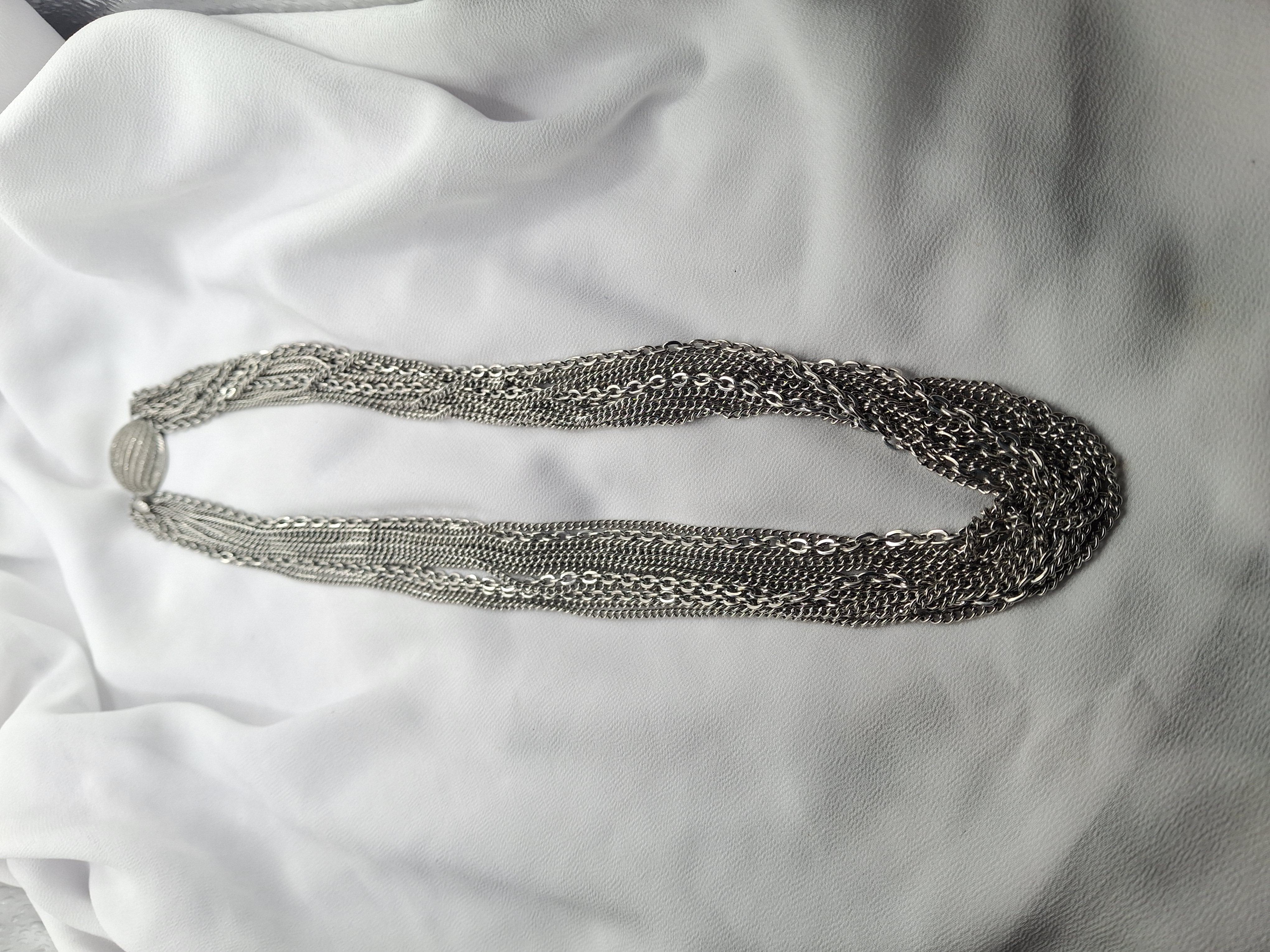 Image 3 for Vintage Silver Toned Multilayered Chain Statement Necklace