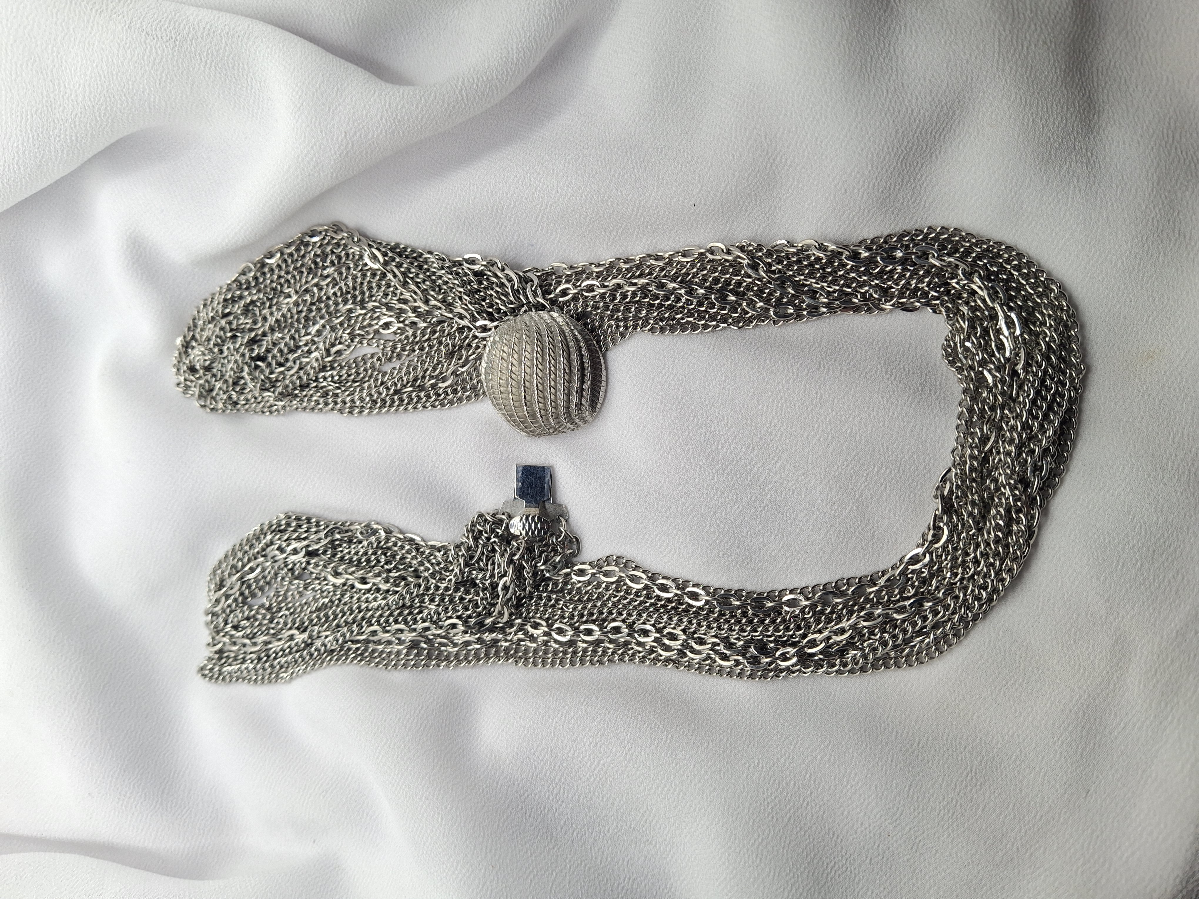 Image 2 for Vintage Silver Toned Multilayered Chain Statement Necklace