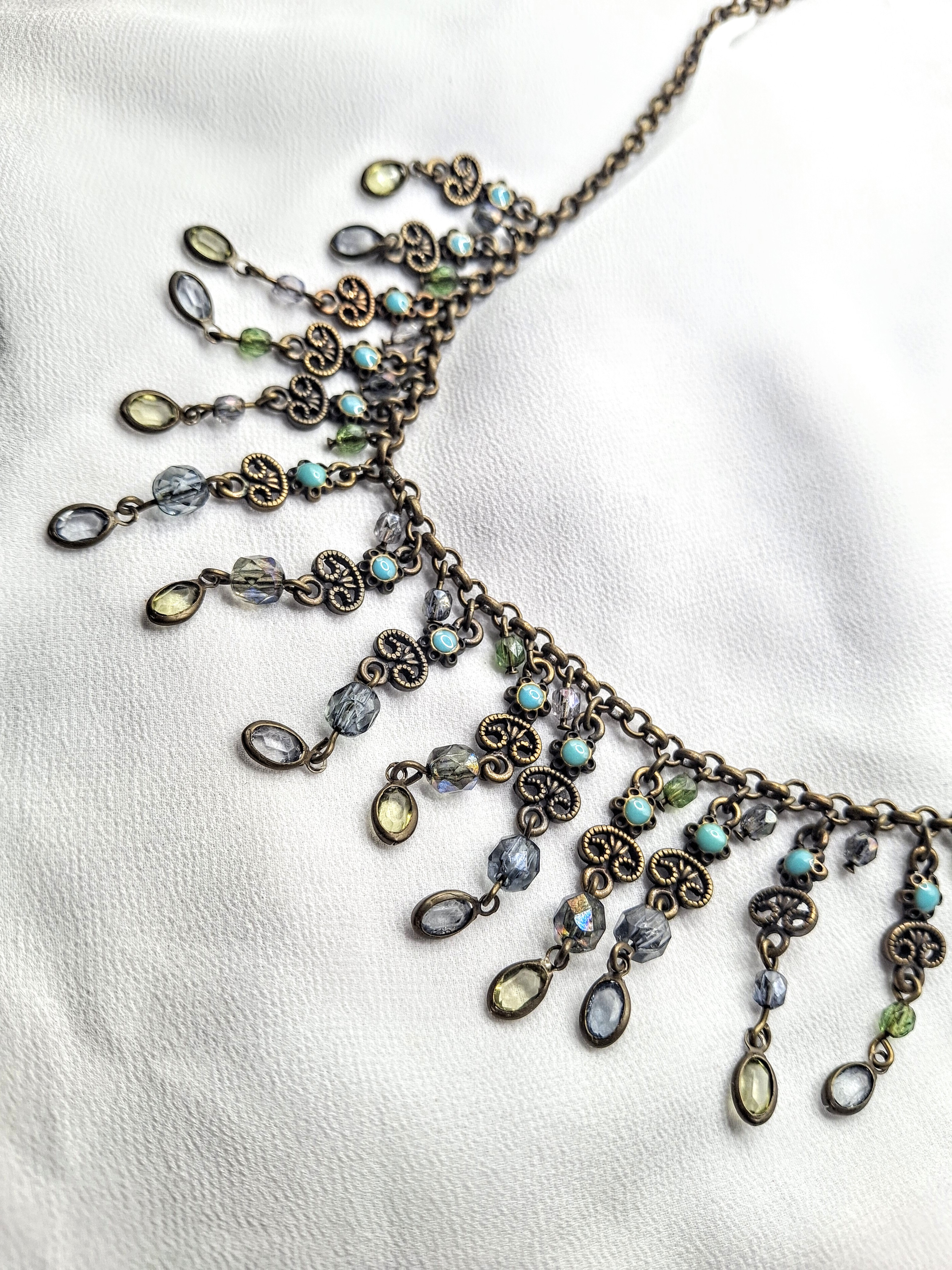 Vintage Avon Boho Multicolored Beaded StatementNecklace