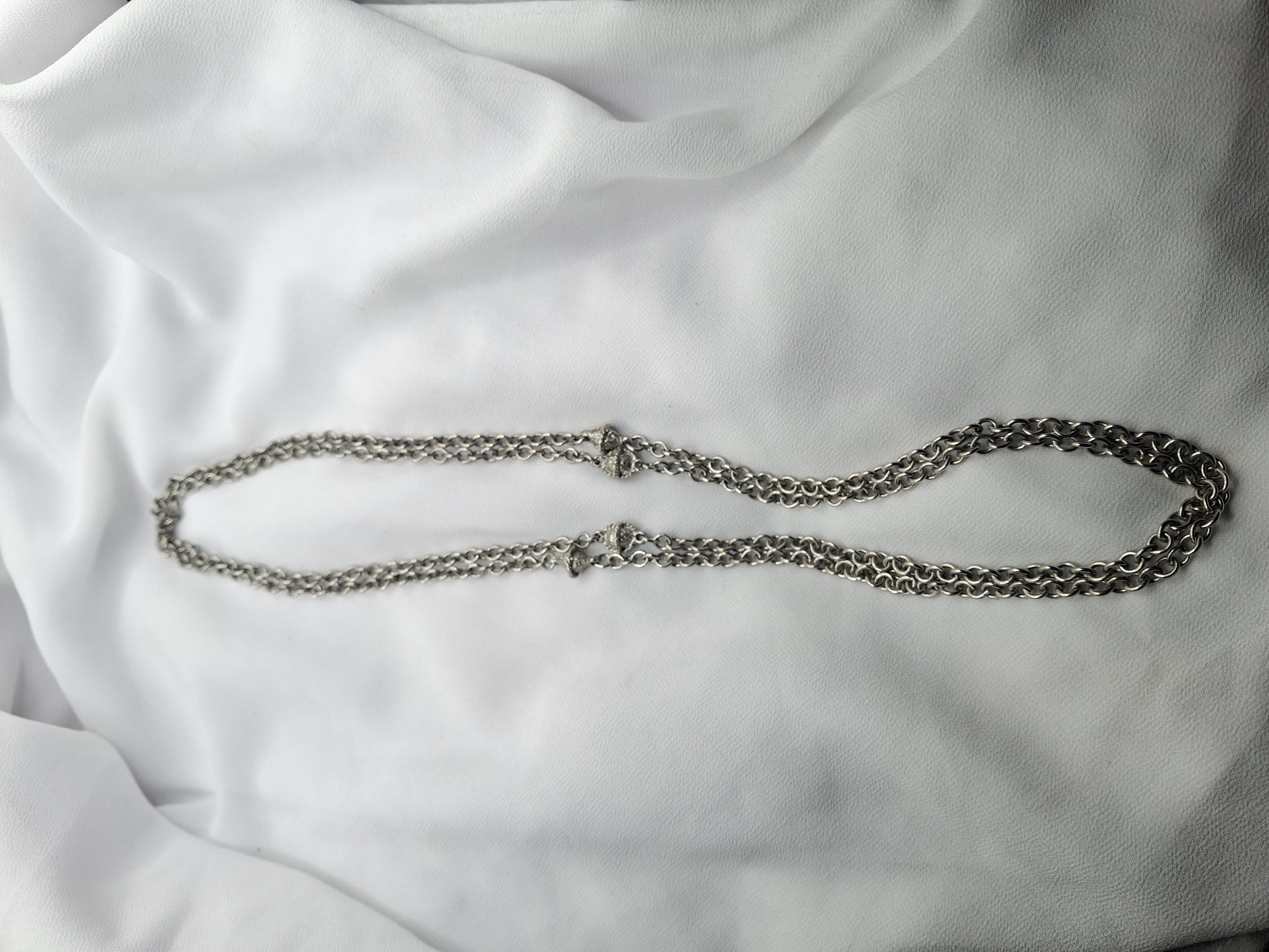 Vintage Long or Double Silver Toned Chain Necklace