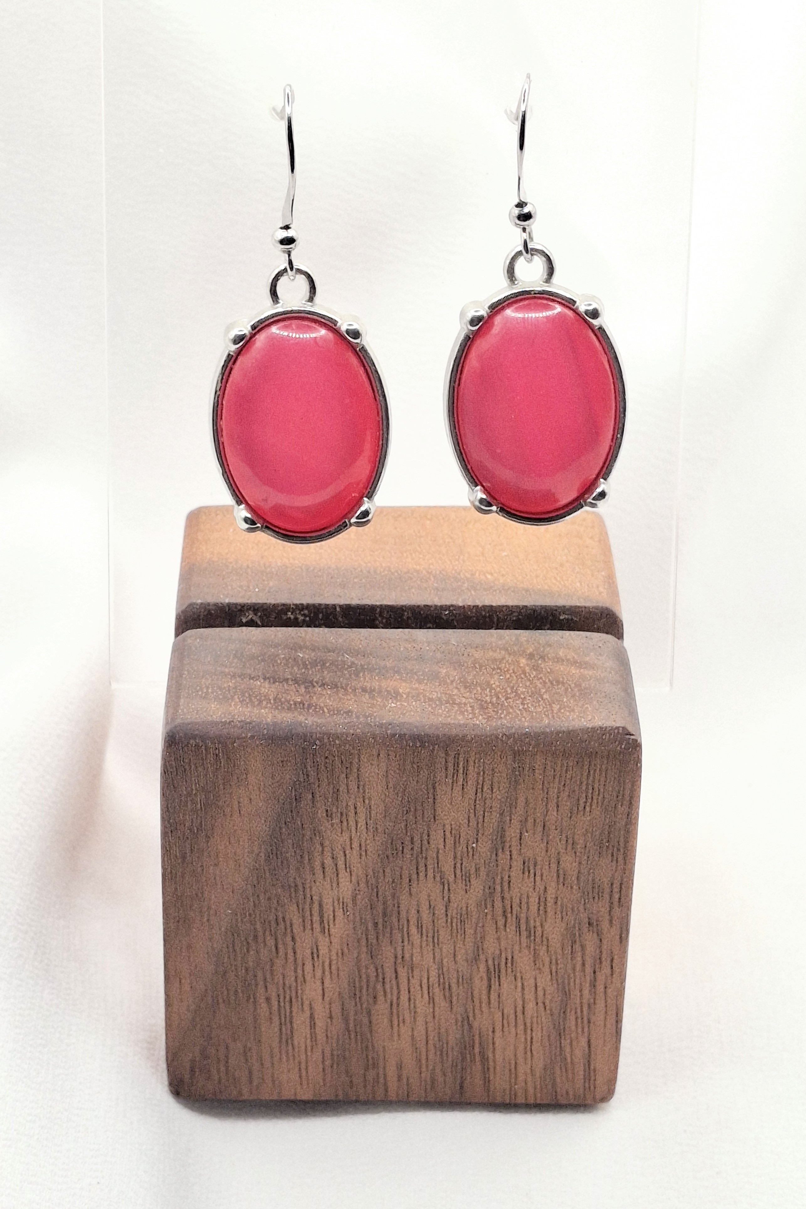 Image 3 for Pink Round Stone Dangle Earrings - NWOT